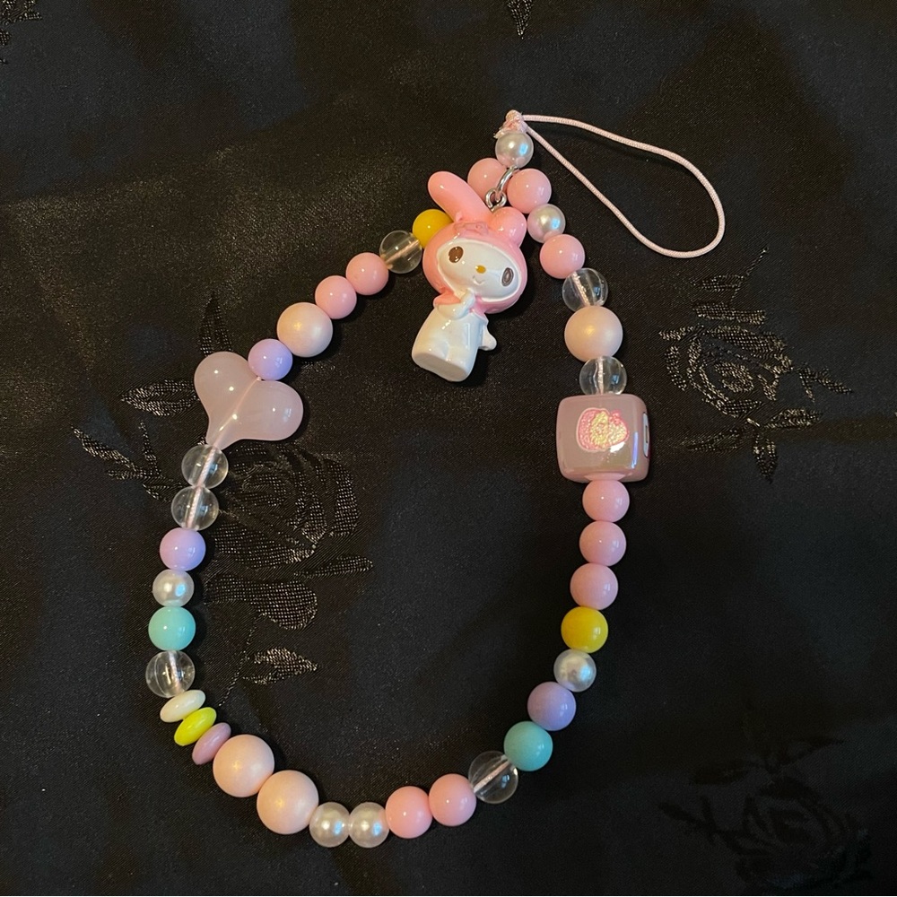 Adorable Sanior Melody keychains,Bag Charm, Phone Charm, handmade beads, Gift